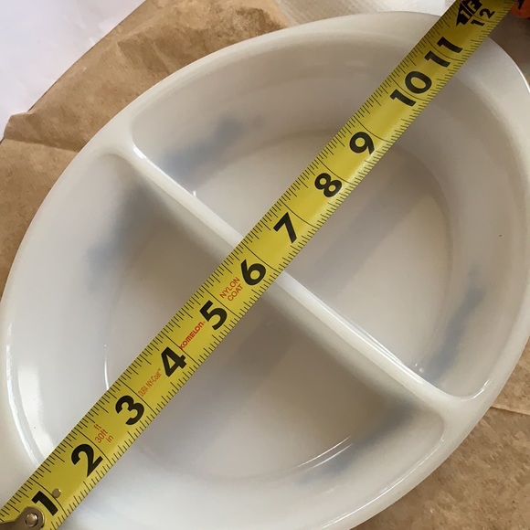 USA GLASBAKE MILK GLASS WHITE BLUE FLOWER CASSEROLE DISH BAKEWARE NEW J-239/8 - Picture 9 of 11